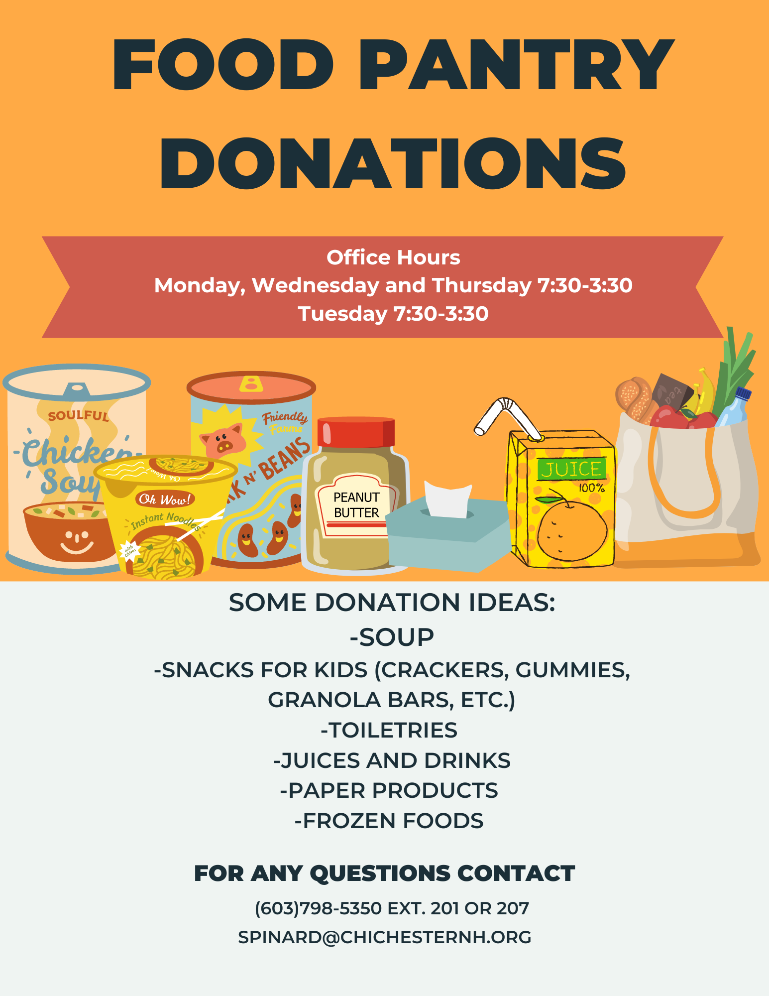 Food Pantry Donations, What to Donate and The times we are open